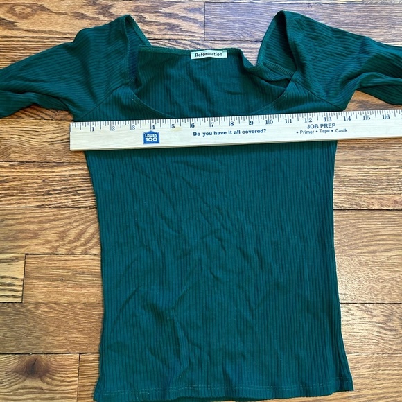 Reformation Women’s Nala Top Off The Shoulder Long Sleeve Size XS Ribbed Knit - Picture 6 of 7